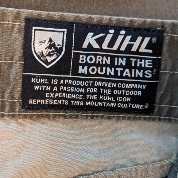 KÜHL Cargo Hiking Vintage Patina Dye Olive Outdoor Shorts Men's 34 EXC. COND.!! - Picture 5 of 10